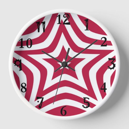 Beautiful amazing red and white stars art design clock