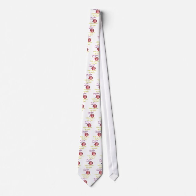 Beautiful Amazing Red Cricket Ball Design. Neck Tie (Front)