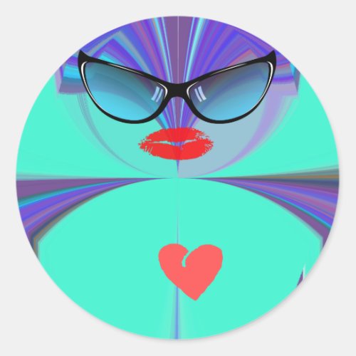 Beautiful amazing red Heart Selfie Funny Design  Classic Round Sticker