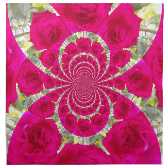 Beautiful Amazing Red Roses Kaleidoscope Pattern Cloth Napkin (Front)