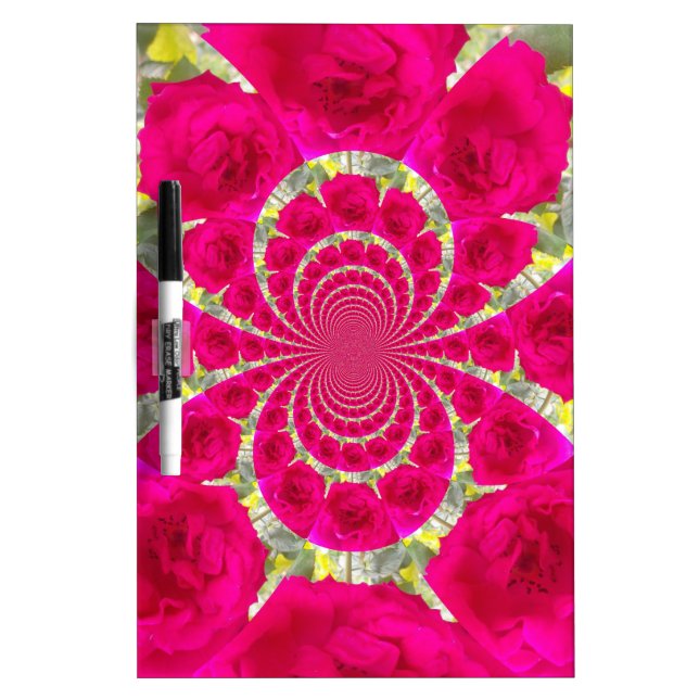 Beautiful Amazing Red Roses Kaleidoscope Pattern Dry-Erase Board (Front)