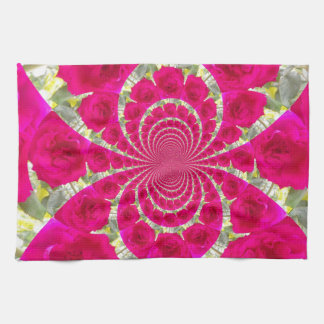 Beautiful Amazing Red Roses Kaleidoscope Pattern Kitchen Towel