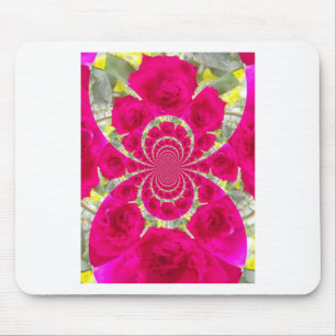 Beautiful Amazing Red Roses Kaleidoscope Pattern Mouse Pad