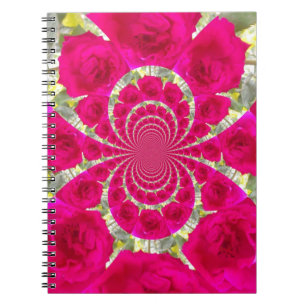 Beautiful Amazing Red Roses Kaleidoscope Pattern Notebook