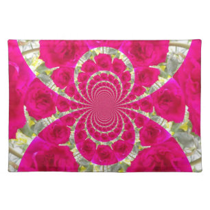Beautiful Amazing Red Roses Kaleidoscope Pattern Placemat