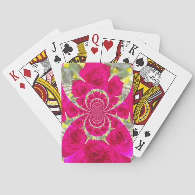 Beautiful Amazing Red Roses Kaleidoscope Pattern Poker Cards (Back)