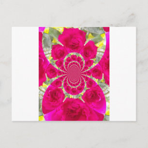 Beautiful Amazing Red Roses Kaleidoscope Pattern Postcard