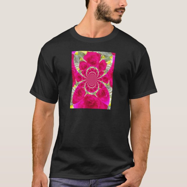 Beautiful Amazing Red Roses Kaleidoscope Pattern T-Shirt (Front)