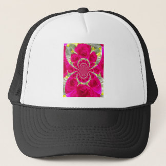 Beautiful Amazing Red Roses Kaleidoscope Pattern Trucker Hat