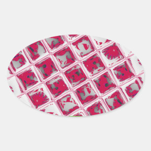 Beautiful Amazing Red Stylish Mirror Image Art  Oval Sticker