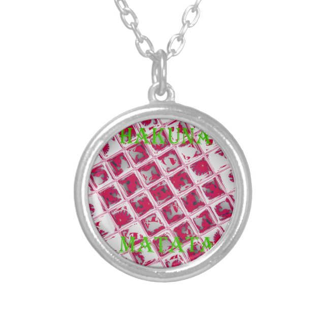 Beautiful Amazing Red Stylish Mirror Image Art  Silver Plated Necklace (Front)