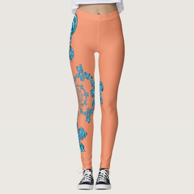Beautiful amazing salmon monogram color design leggings (Front)