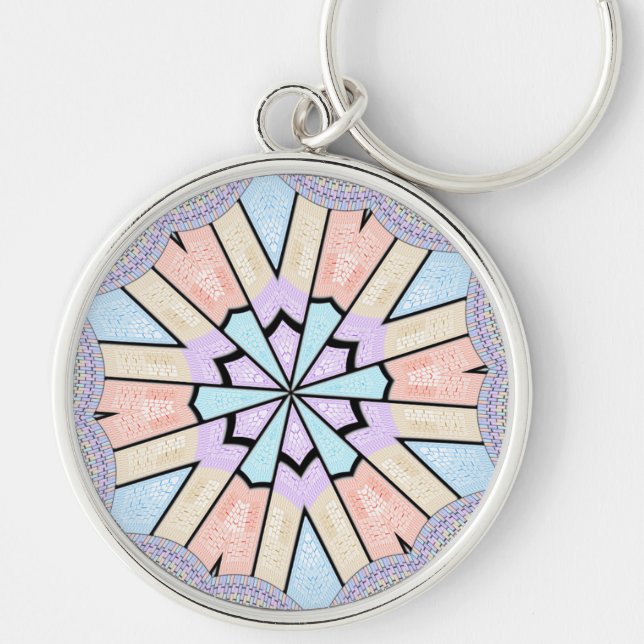 Beautiful Amazing Soft Pastel Geometric Art Print Keychain (Front)