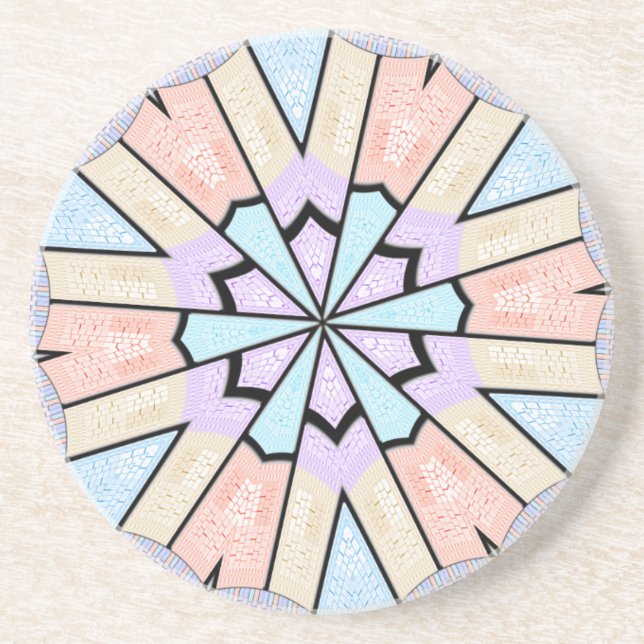 Beautiful Amazing Soft Pastel Geometric Art Print Sandstone Coaster (Front)