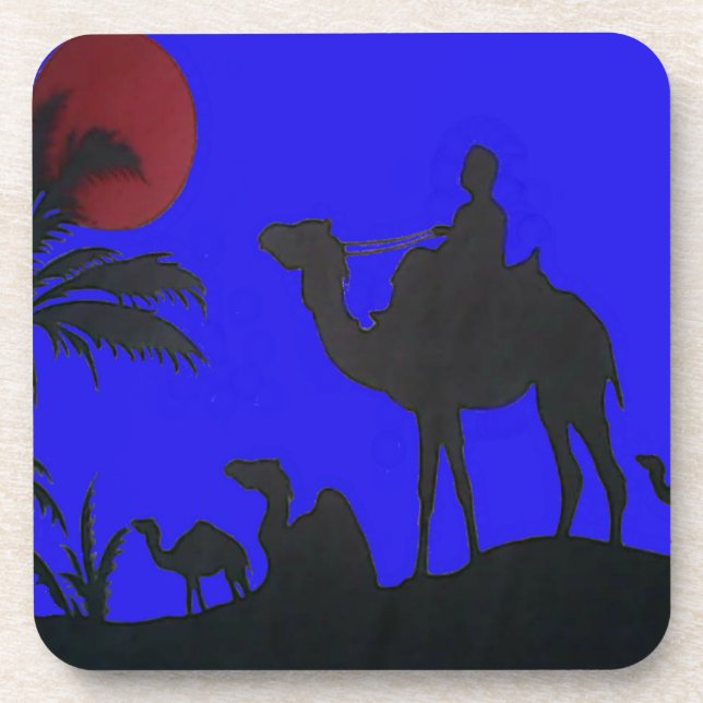 Beautiful Amazing Sunset Camel Safari Art Print Beverage Coaster (Front)