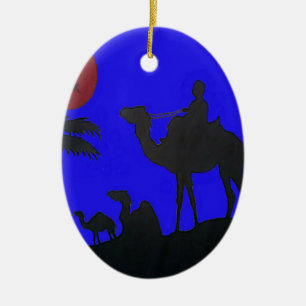 Beautiful Amazing Sunset Camel Safari Art Print Ceramic Ornament