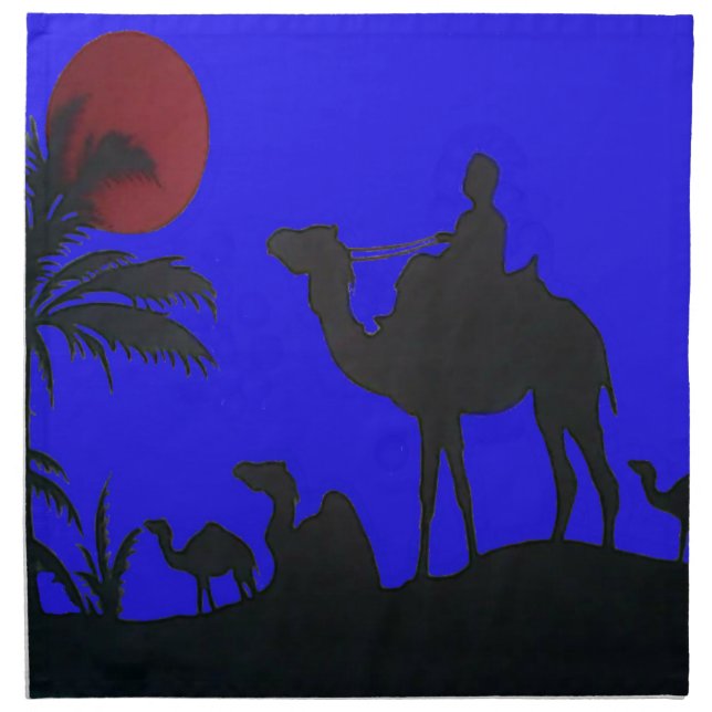 Beautiful Amazing Sunset Camel Safari Art Print Cloth Napkin (Front)