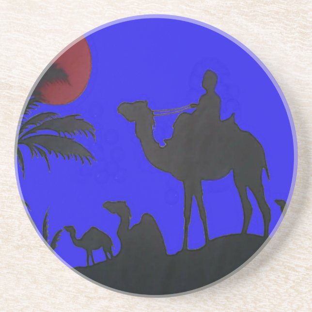 Beautiful Amazing Sunset Camel Safari Art Print Drink Coaster (Front)