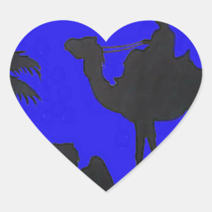 Beautiful Amazing Sunset Camel Safari Art Print Heart Sticker