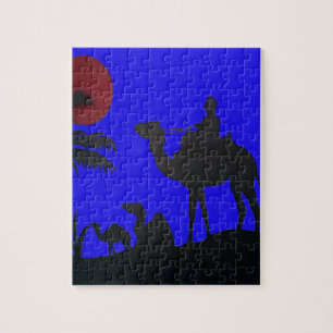 Beautiful Amazing Sunset Camel Safari Art Print Jigsaw Puzzle