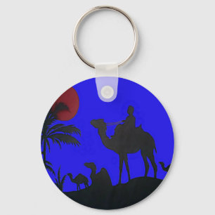 Beautiful Amazing Sunset Camel Safari Art Print Keychain