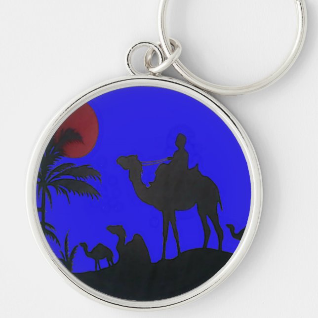 Beautiful Amazing Sunset Camel Safari Art Print Keychain (Front)