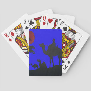 Beautiful Amazing Sunset Camel Safari Art Print Poker Cards