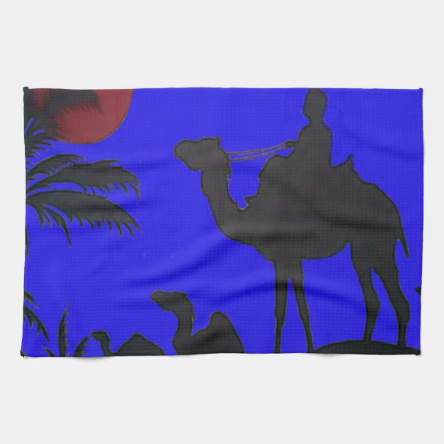 Beautiful Amazing Sunset Camel Safari Art Print Towel (Horizontal)