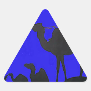 Beautiful Amazing Sunset Camel Safari Art Print Triangle Sticker