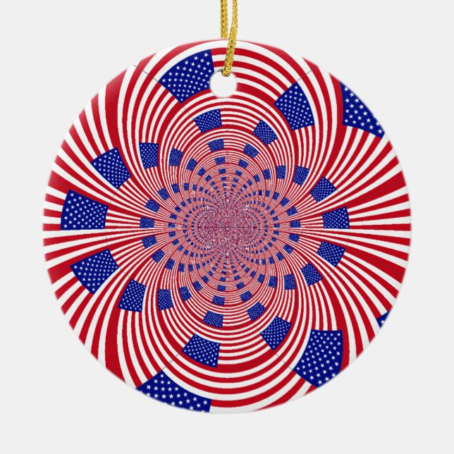 Beautiful Amazing United States Flag Kaleidoscope  Ceramic Ornament (Front)