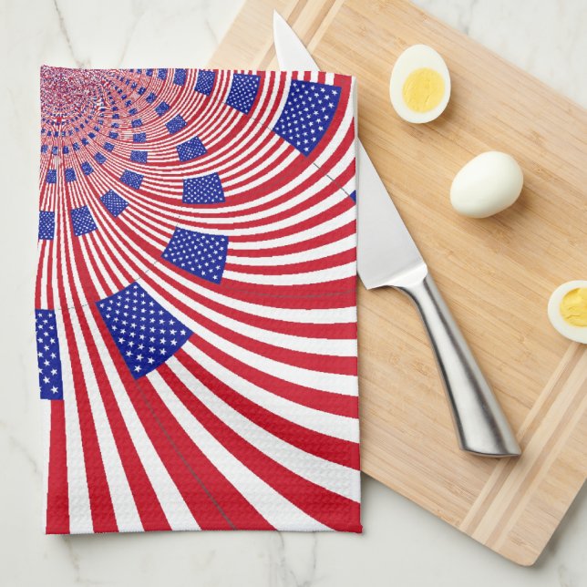 Beautiful Amazing United States Flag Kaleidoscope  Kitchen Towel (Quarter Fold)