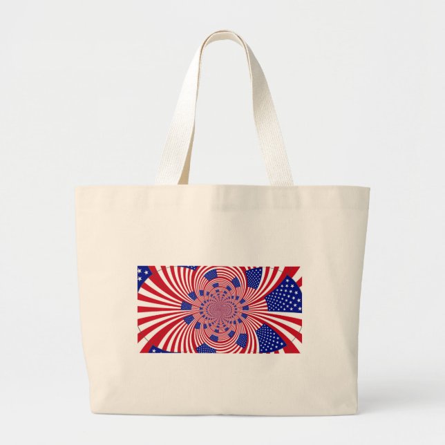Beautiful Amazing United States Flag Kaleidoscope  Large Tote Bag (Front)