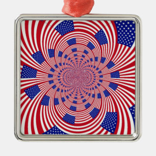 Beautiful Amazing United States Flag Kaleidoscope Metal Ornament