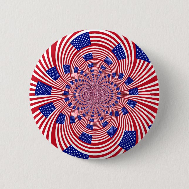Beautiful Amazing United States Flag Kaleidoscope  Pinback Button (Front)