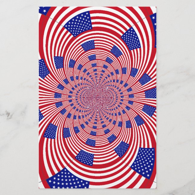 Beautiful Amazing United States Flag Kaleidoscope  Stationery (Front)