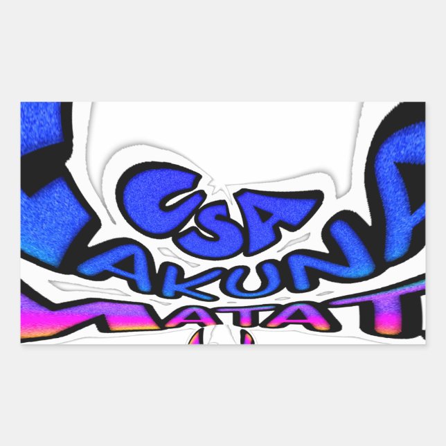 Beautiful Amazing USA Fun Text Art Pattern Design Rectangular Sticker (Front)