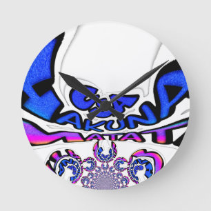 Beautiful Amazing USA Fun Text Art Pattern Design Round Clock