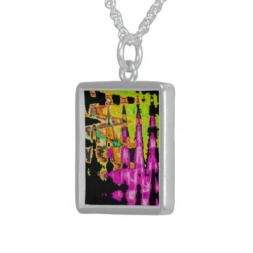 Beautiful Amazing water colors pattern  design Sterling Silver Necklace