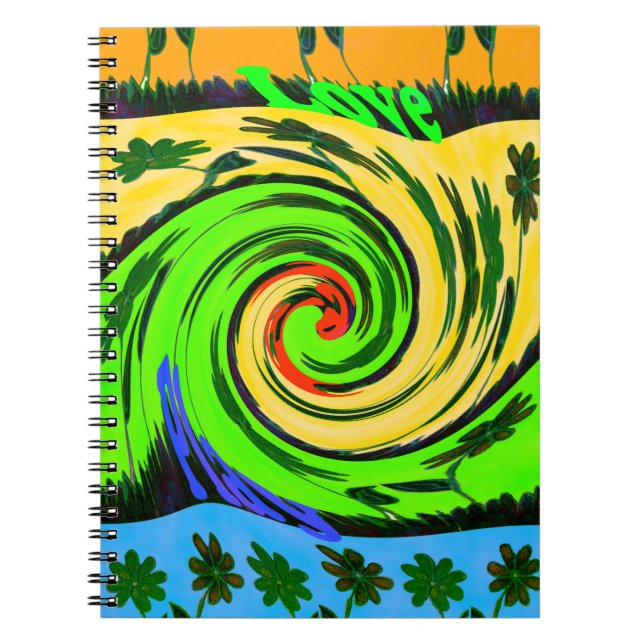 Beautiful Amazing Wavy Summer Wave Floral Colors Notebook (Front)