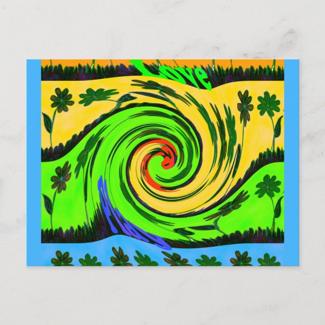 Beautiful Amazing Wavy Summer Wave Floral Colors Postcard (Front)