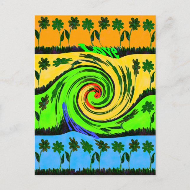 Beautiful Amazing Wavy Summer Wave Floral Colors Postcard (Front)