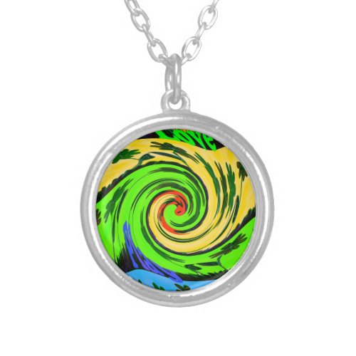 Beautiful Amazing Wavy Summer Wave Floral Colors  Silver Plated Necklace