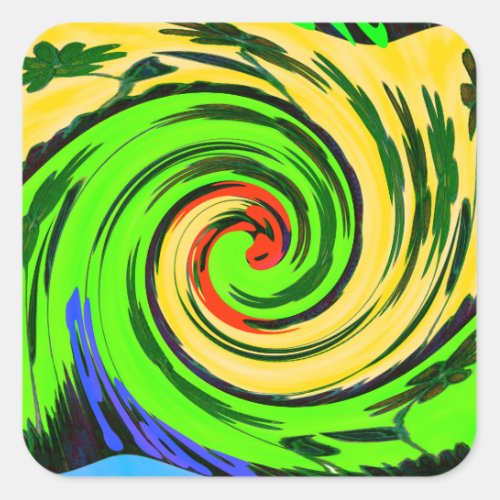 Beautiful Amazing Wavy Summer Wave Floral Colors  Square Sticker