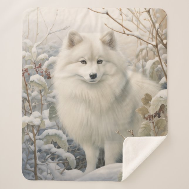 Beautiful American Eskimo – Bright & Loving Sherpa Blanket (Front)
