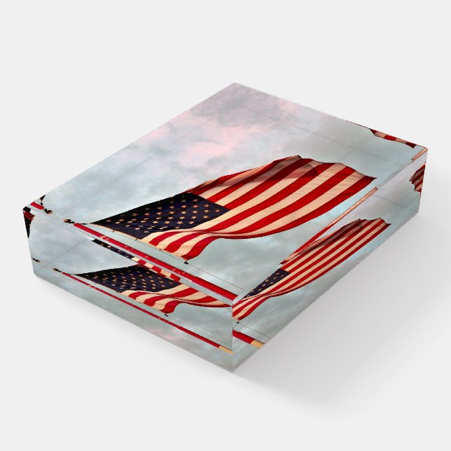 Beautiful American Flag Paperweight (Angled)