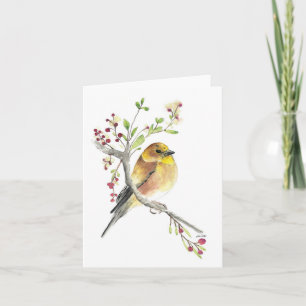 Beautiful American Goldfinch Watercolor Note Card