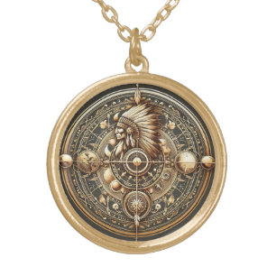 Beautiful American Indian spirit guide10 Gold Plated Necklace