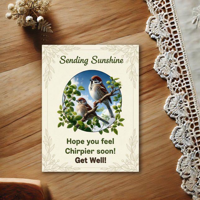 Beautiful American Tree Sparrows Get Well Postcard (Creator Uploaded)