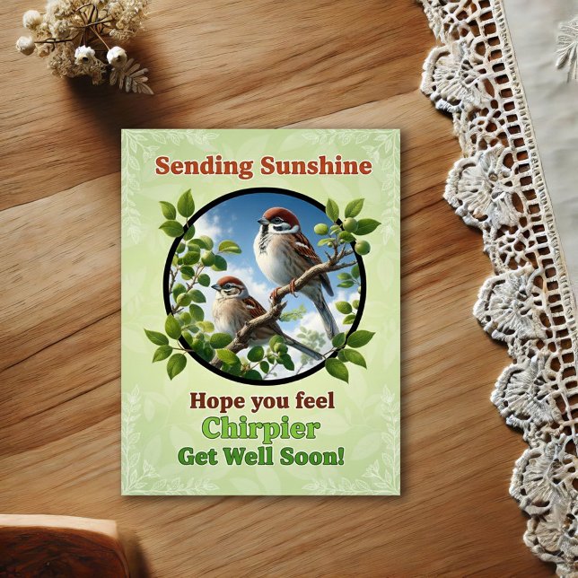 Beautiful American Tree Sparrows Get Well Postcard (Creator Uploaded)