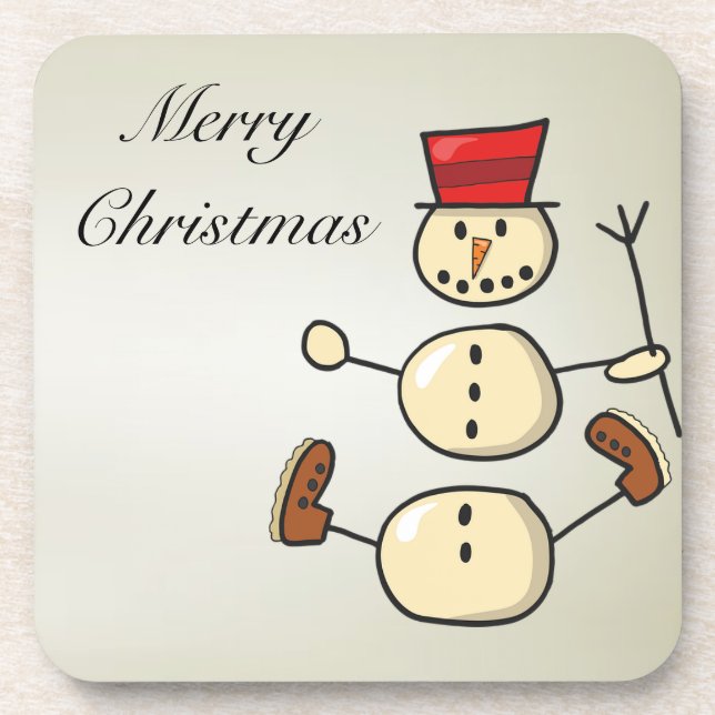 Beautiful, Amezing Christmas Snowman Beverage Coaster (Front)